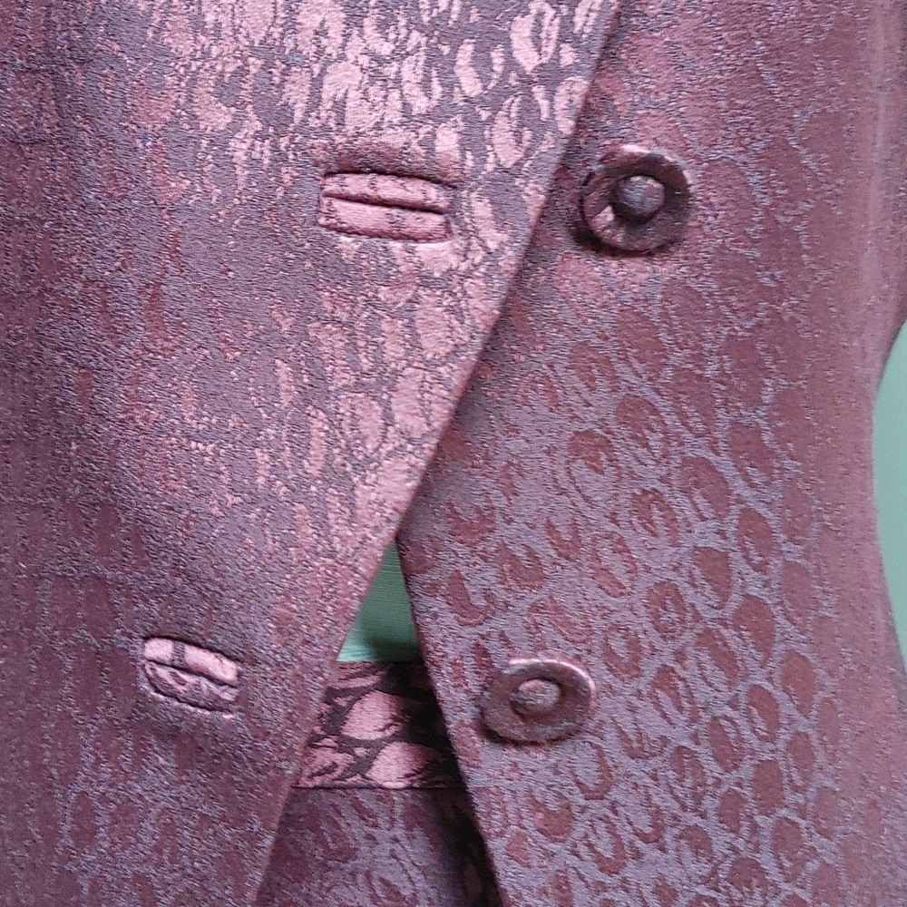 Wool & Silk Brocade Albert Nipon Petite Suit in Burgundy - Picture 8 of 16